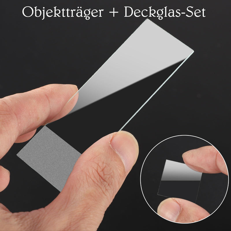 Pack of 100 pre-cleaned microscope slides and 200 microscope cover glasses, with 5 droppers, for laboratory biology science studies