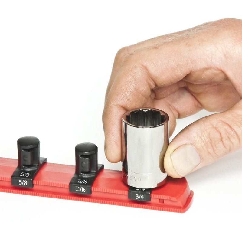 Ernst Manufacturing 18-Inch Socket Organizer with 18 3/8-Inch Twist Lock Clips, Red (8401-Red-3/8) (Pack of 5) 3/8-Inch Twist Clips (Pack of 5)