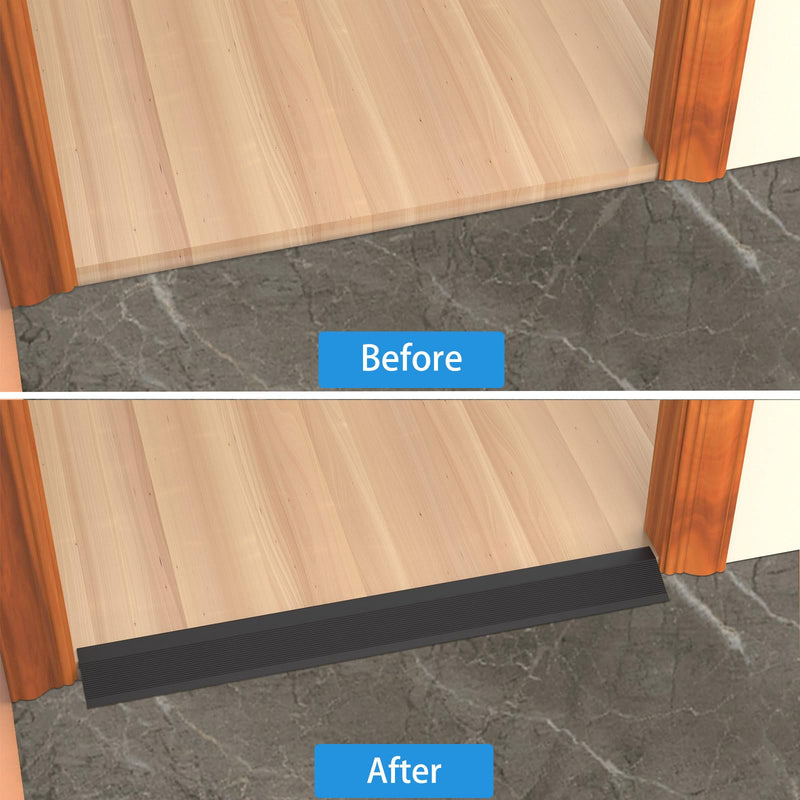 Floor Transition Strip - Aluminum Transition Strips Threshold Ramps for Doorway Aluminum Floor Reducer Molding for Carpet/Entry Door/Tile/Threshold/Wheelchair (Black, 48''x4'') Black 48''x4''