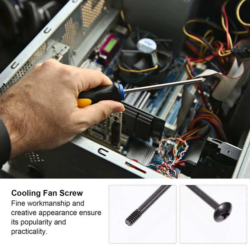 50pcs Computer Case Fan Screws Long Self-Tapping Round Head Screws for Cooling Fan Installation and Easy to Use for Personal Professional Use