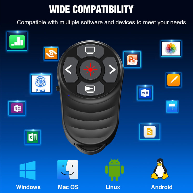 Wireless Presentation Clicker Rechargeable, Finger Ring Powerpoint Clicker with Red Laser Pointer, Presenter Remote PPT Clicker for Powerpoint Presentations for Mac Computer Laptop X250
