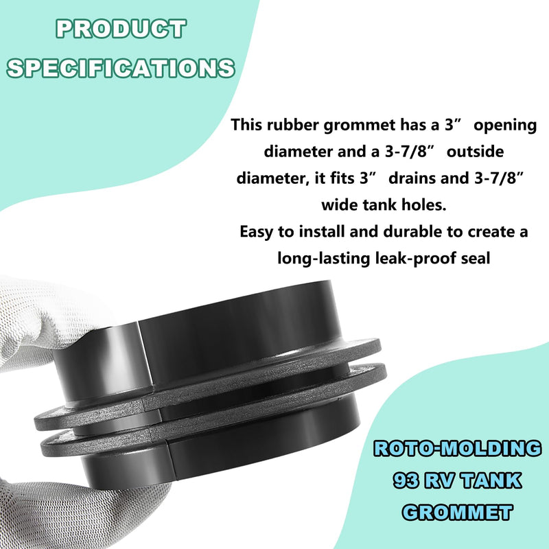 93 RV Tank Grommet 3" Tank Grommets Used With RV Black Water Tanks 3” Opening Diameter and a 3-7/8” Outside Diameter