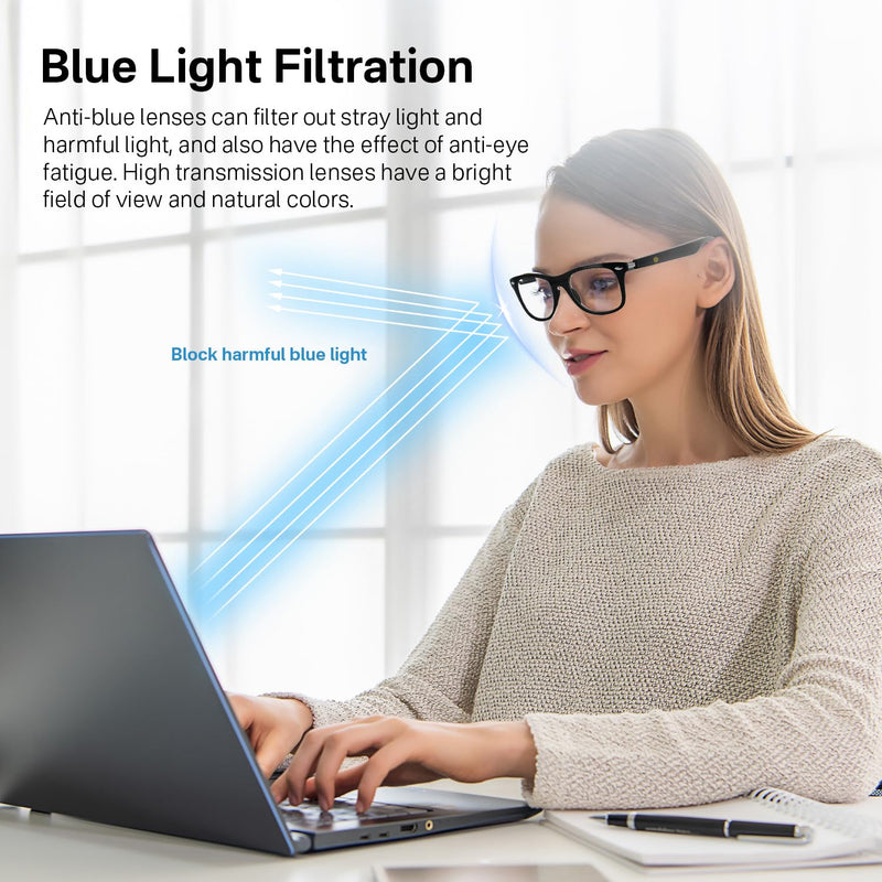Smart Glasses for Men and Women, Blue Light Filtering Lenses, Audio Glasses with Mic & Speakers, Touch & Voice Assistant Compatible - Up to 6 Hrs Battery, Bluetooth Glasses for Office, Driving