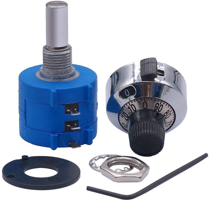 Taiss/100k ohm potentiometer 3590S-2-104L 10-speed wire winding precision potentiometer, with adjustable resistance count knob 100k ohm