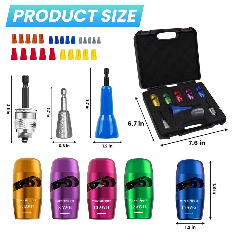 Wire Stripper for Drill, 6/8/10/12/14 AWG Wire Twister Tool for Drill, 2024 Upgrade Drill Wire Stripper and Twister Kit, Electric Wire Stripper Tool, Wire Stripping and Twisting Tool Electrical Tools Black