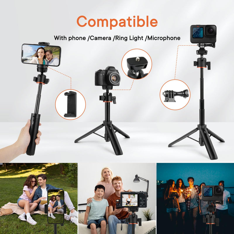 Camera Tripod Stand, Mini Desktop Aluminum Tripod Selfie Stick with Cold Shoe, 360° Ball Head with 1/4 Inch Screw, Portable Tripod for iPhone Android Canon Sony DSLR Vlogging Video Recording