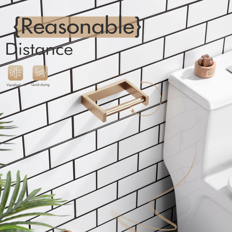 KOKOSIRI Toilet Paper Holder Spring Loaded Bathroom Toilet Roll Holder Wall Mount Champagne Bronze Stainless Steel B2011CPG Without Shelf