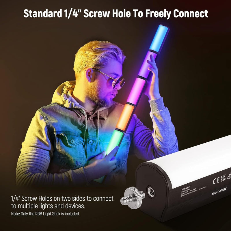 NEEWER 3 Pack Magnetic Handheld Light Wand, 360° Full RGB Mini LED Video Light Stick with 2500mAh Rechargeable Battery,2500-8500K Dimmable Camera Tube Light for Photography TikTok YouTube Vlog,TL96RGB TL96RGB(3-Pack)