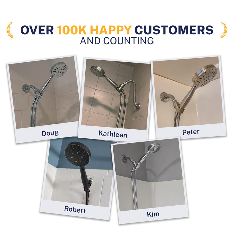 HammerHead Showers® Solid Metal 3-Spray Hand Held Shower Head, Chrome | Select from Wide, Massage, and Mist Sprays | 2.5 GPM High Flow Handheld Showerhead | Made from 304 Stainless Steel