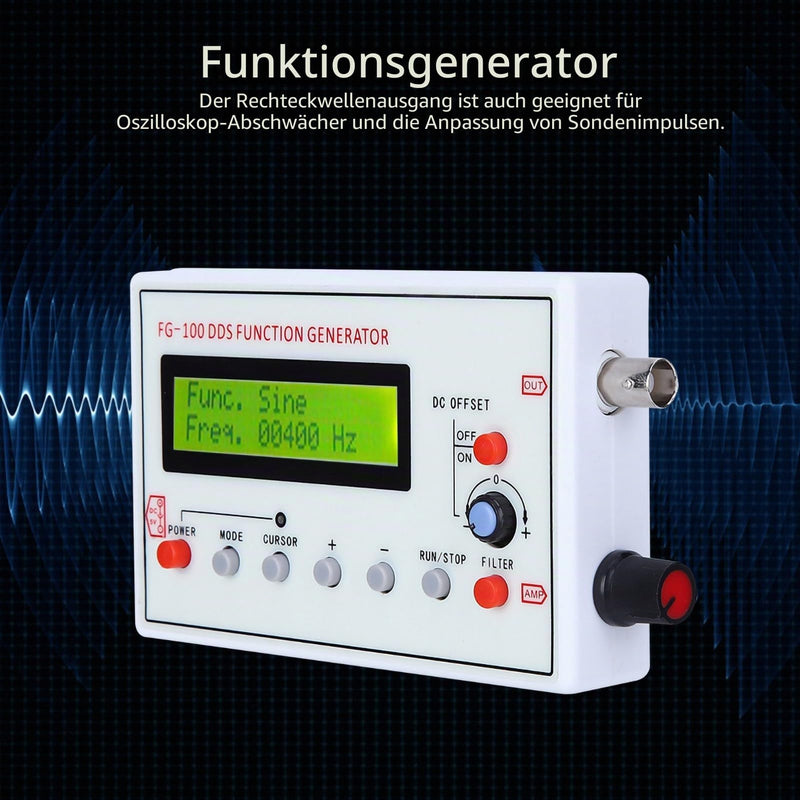 Signal Generator DC3.5-10V Function Generator FG-100 DDS Function Generator USB Waveform Function Frequency Generator 1 Hz 500 K Function Generator Signal Generator DDSHz Sine Generator