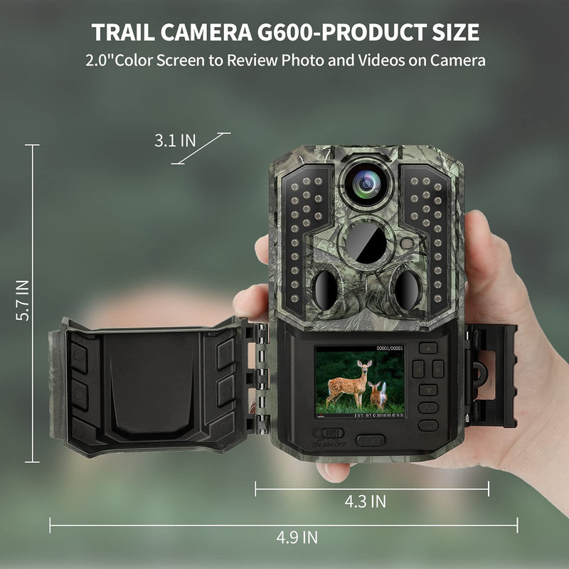 WOSPORTS Trail Camera,48MP 4K 0.2S Trigger Motion Activated,Game Hunting Camera with Night Vision IP66 Waterproof 2.0''LCD 120°Wide Camera Lens for Outdoor Scouting Wildlife Monitoring Home Security Light Green