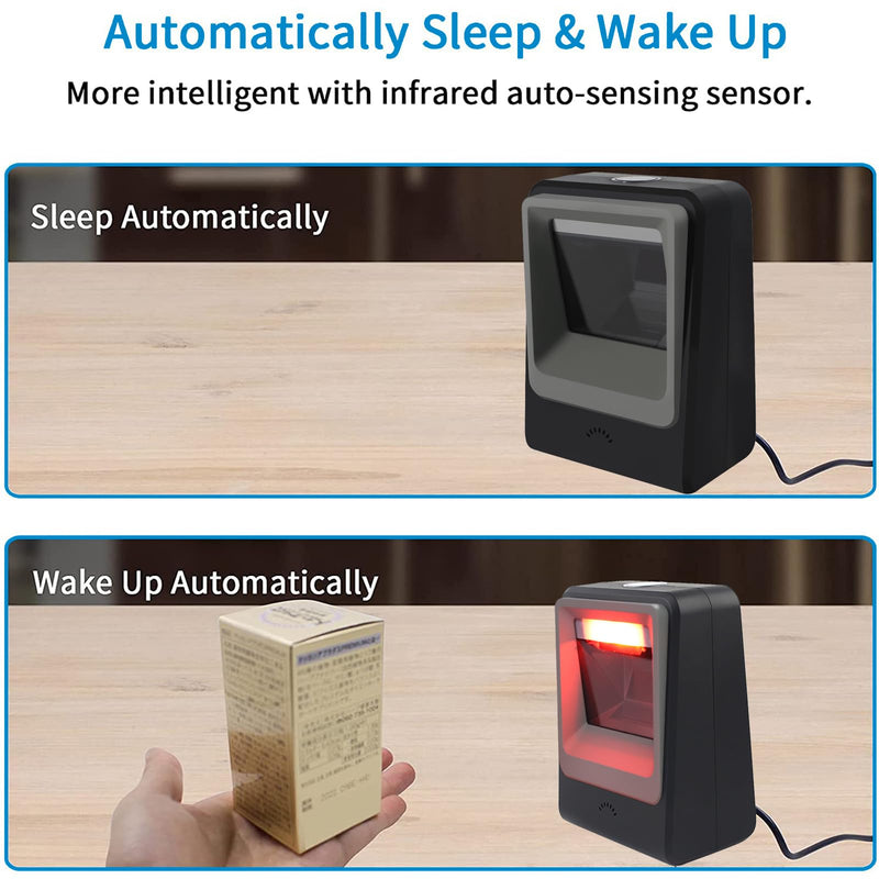 Symcode Desktop QR Omnidirectional Barcode Scanner, Hands-Free Automatic 2D 1D Bar Code Reader Scanner, for Supermarket Library Retail Store