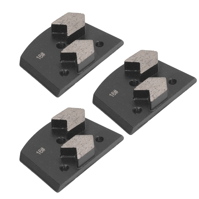 3 x diamond grinding shoe, black trapezoid, 2 arrow teeth polishing pads, 16 grit, high grinding efficiency, low noise, suitable for all concrete grinding machines