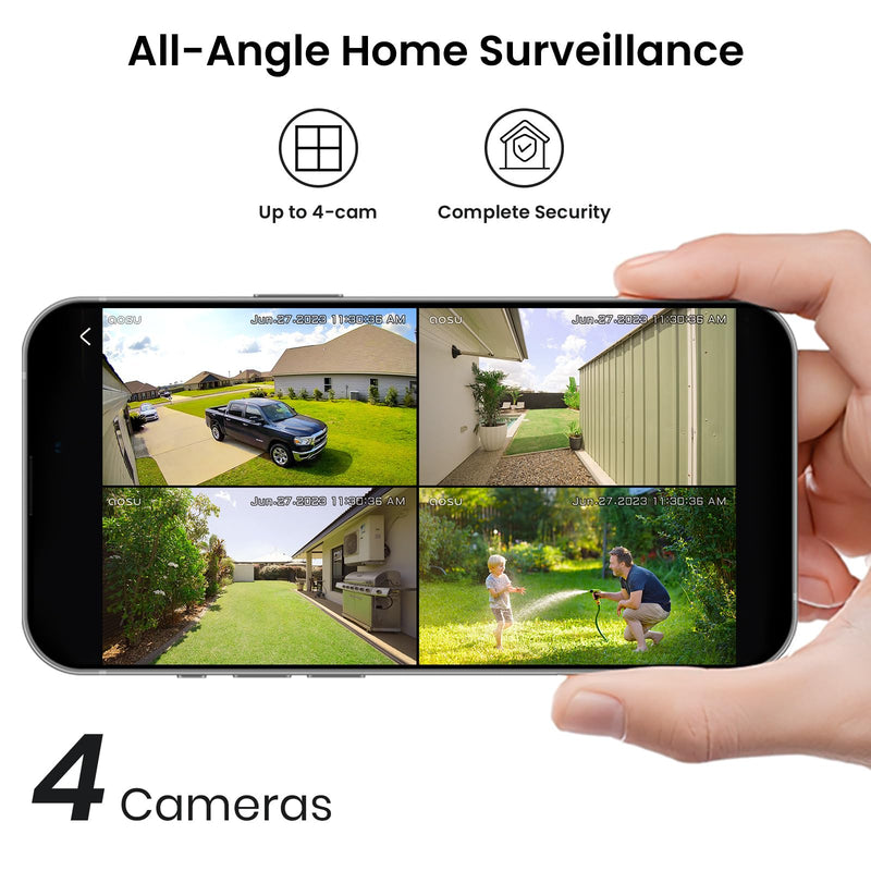 AOSU 2K Add-on Camera, Requires WirelessCam/SolarCam HomeBase (NOT Doorbell HomeBase), Up to 4 Cameras Can be Connected to 1 Homebase Add-on-Cam