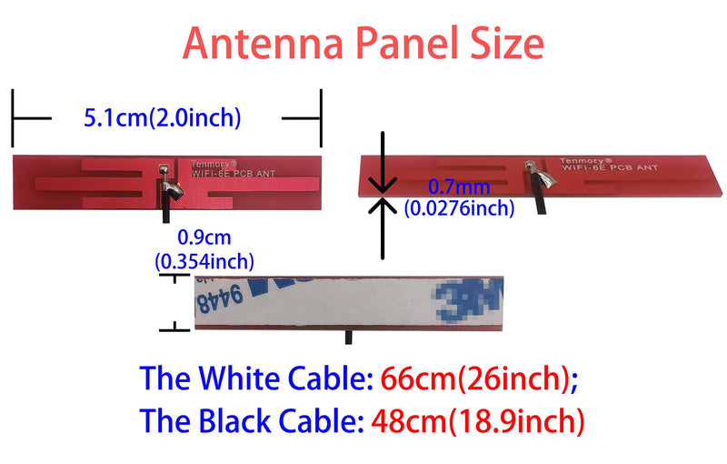 WiFi 6E Antenna IPX MHF4 Tri-Band 6GHz 5GHz 2.4GHz Internal Laptop Wi-Fi Antennas for AX200 AX210 1675X M.2 NGFF Card WiFi 6E IPX4/MHF4 Connector