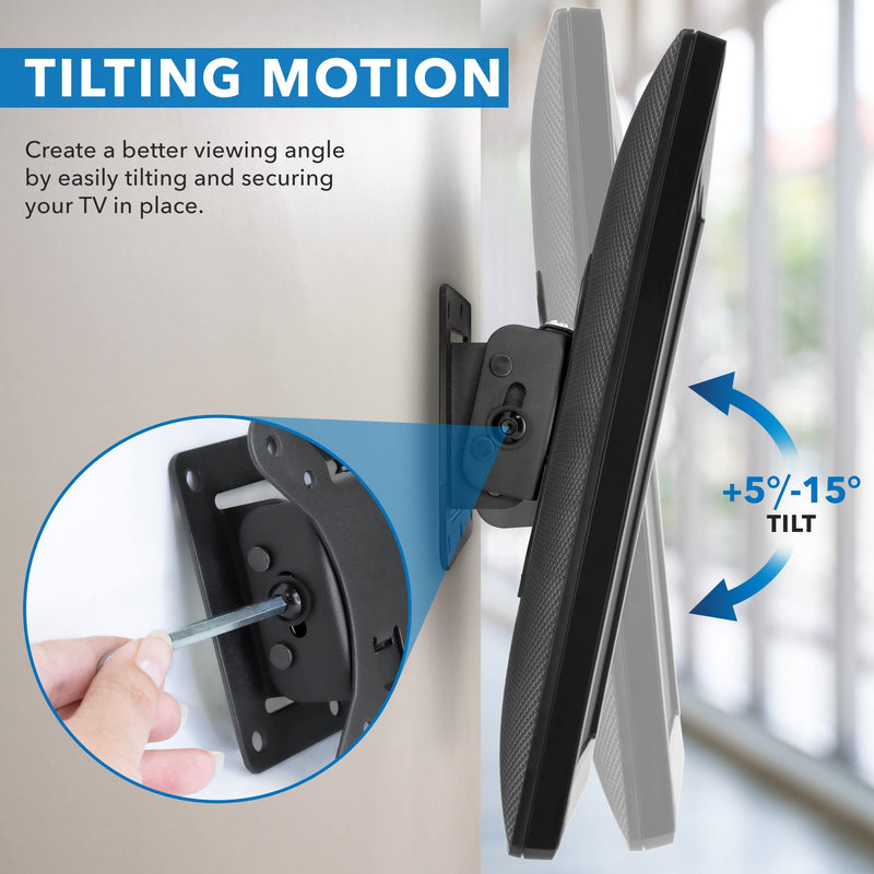 Mount-It! Small TV Wall Mount with Quick Release | Fits 13-32 Inch Screens | Low-Profile Slim Design | Tilting VESA Wall Mount 75x75 & 100x100 | RV & Office Compatible | 30lb Capacity