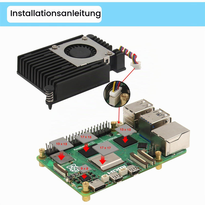 Geekworm H505 Active Cooler Fan for Raspberry Pi 5 16GB/8GB/4GB/2GB | Aluminum Heatsink with Blower PWM Fan