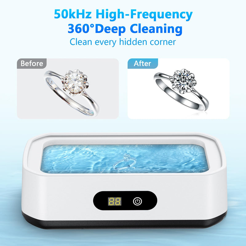 PKBD 2026 Upgrade Large Capacity Ultrasonic Cleaner, 50kHz Ultrasonic Cleaner Machine with 5 Modes Timer for Glasses Jewelry Dentures-304 Stainless Steel Tank, White & Black White&Black