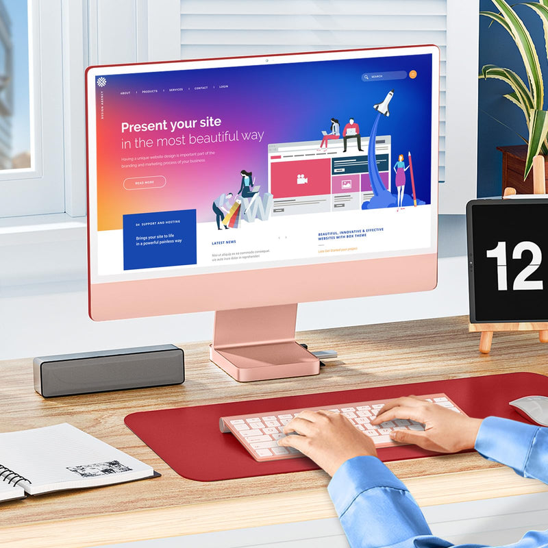 USB C Hub for iMac 24 inch 2021/2023/2024, Minisopuru iMac Hub Support M.2 NVMe SSD, iMac Accessories for iMac M1/M3/M4, iMac Adapter with USB A/C 10Gbps, SD/TF, M.2 SSD (Not Included), Pink.