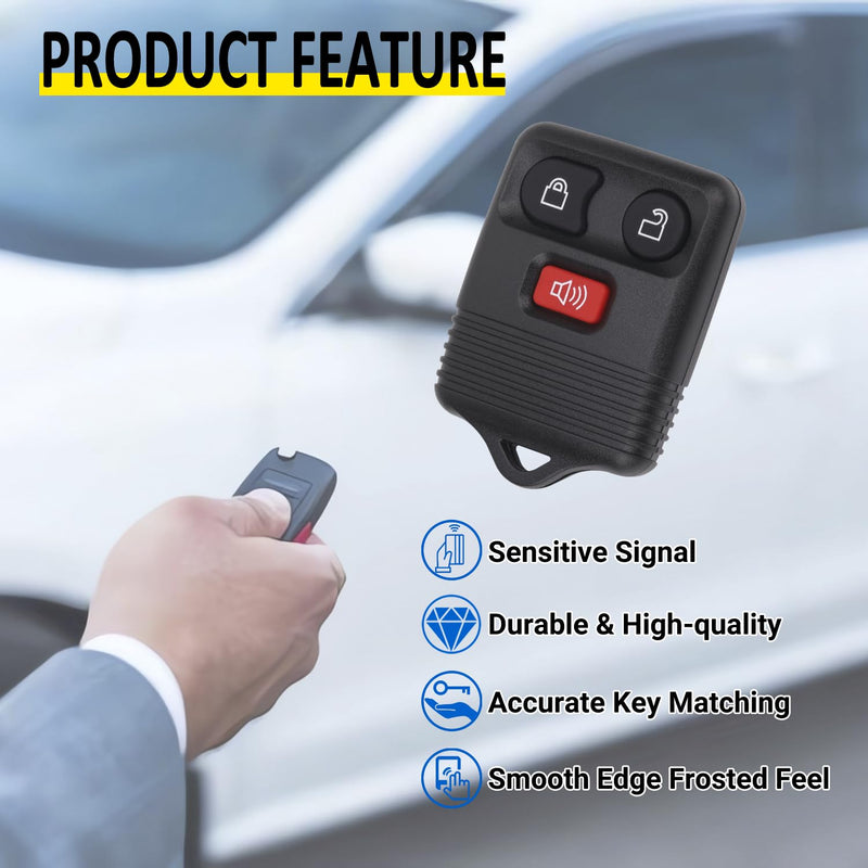 Keyless Entry Remote Key Fob Compatible with Ford F150 F250 F350 Escape Expedition Explorer Ranger, Lincoln, Mercury, Mazda and More, Replacement for CWTWB1U331 CWTWB1U345, 3 Button (Pack of 2)