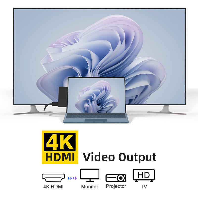 Surface Pro 9 Docking Station,Surface Pro 9 10 11 Hub Adapter with 100 Mbps LAN, 4K HDMI,100W USB-C (Display+Data+PD Charging),USB 3.0,3.5mm Audio,SD/TF Card Reader for Microsoft Surface Pro 11/10/9 Surface Pro 10/9/X Hub with 100 Mbps LAN(Black)
