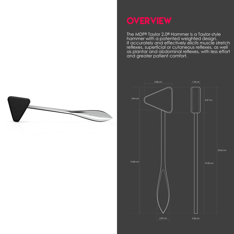 MDF® Professional-Grade Taylor 2.0 Neurological Reflex Hammer - Black (MDF505XL-11)