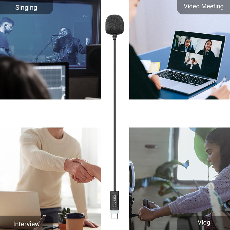 Cubilux USB C Gooseneck Microphone, Type C Boom MIC Compatible with MacBook Pro/Air, iPad 10 iPad Pro iPad Air 5/4 iPad Mini 6, Samsung S24/S23/S22 Tab S8/S7, Pixel 8/7/6 Pro, Laptop, 1 FT