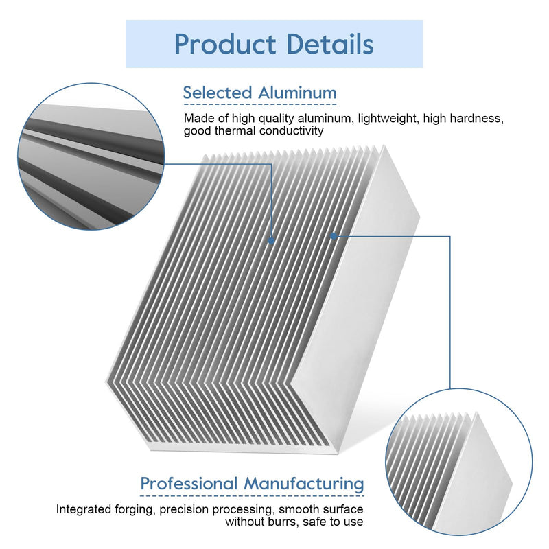 Heatsink, aluminum heatsink PC cooling fins cooler set heatsink for LED amplifier transistor IC module, 100 x 69 x 36 mm
