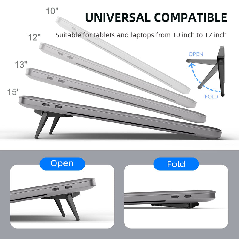 Laptop Stand for Desk, Portable Anti-Slip Keyboard Riser, Zinc Alloy Keyboard Stands, Computer Stand Compatible with MacBook Air/Pro, 10-15.6 Inches Laptops and Keyboards (Black) black
