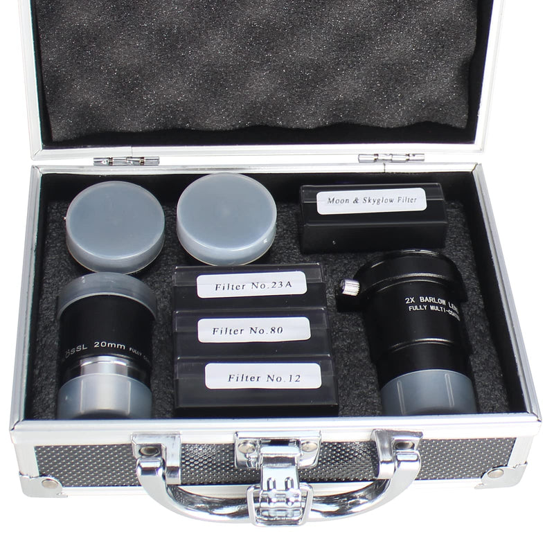 Astronomical Telescope Accessory Kit - with 3pcs Plossl Eyepieces Set, 4pcs Filter Set, a 2X Barlow Lens 8Piece
