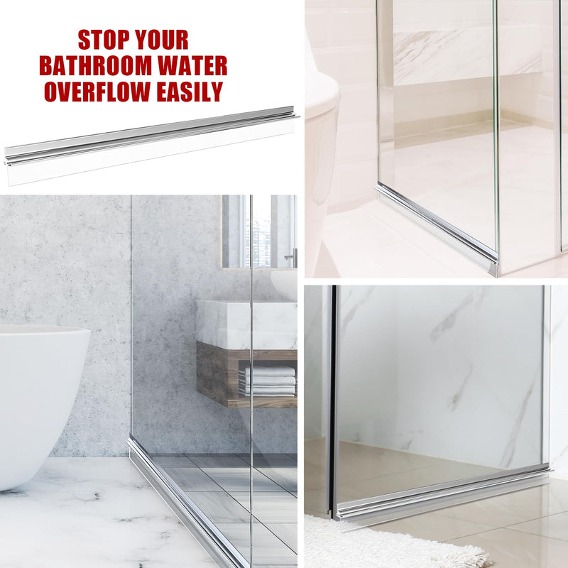 32" Chrome Framed Shower Door Replacement Drip Rail with Shower Door Bottom Sweep and 2 Applied Mounting Tape (32inch) 32inch