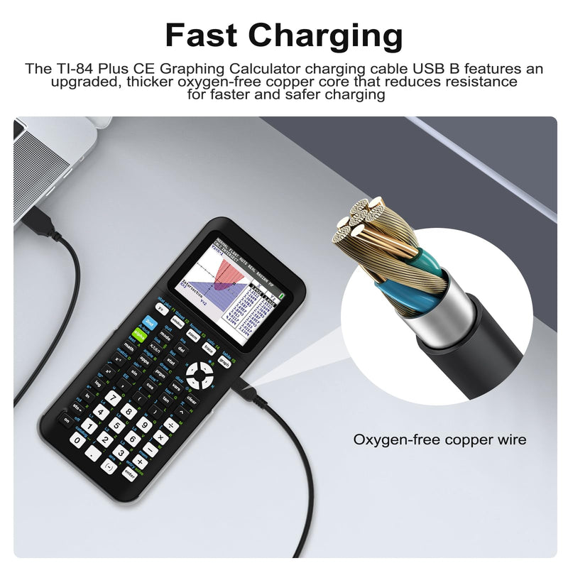 TI-84 Plus CE Cable Compatible with Texas Instruments TI-84 Plus, Plus C Silver Edition, TI 89 Titanium, Nspire CX/TI CX CAS Graphing Calculators, Mini USB Cable, 2.6ft