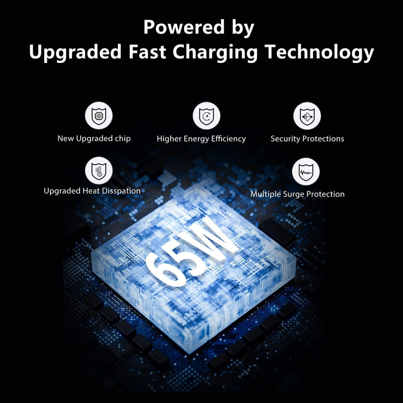 65W USB C Charger, Fast Charger Block 2-Port Power Adapter for MacBook Pro/Laptop/iPhone 15 Smart Phone/Tablet/Monitor/iPad Pro/Galaxy/Pixel with 6.6 ft USB-C Cable Dual Port Charging Qackenm