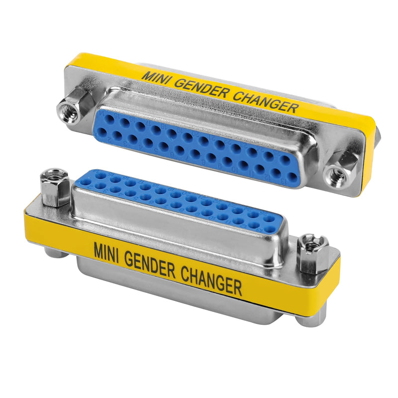 ENUODA 2 Pack Gender Changers 25 Pin Female to Female Adapter DB25 Coupler, Data Transfer and Device Connection for RS232 Serial Cables DB25-2 PACK(F/F)
