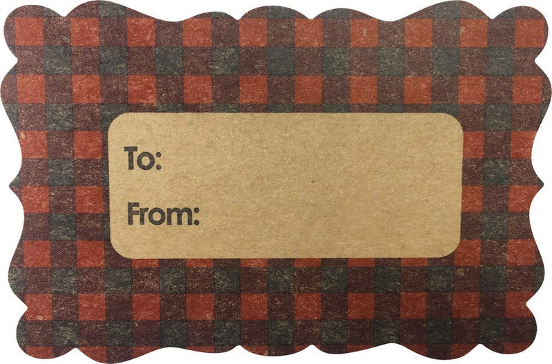 Red Buffalo Plaid Natural Kraft Gift Tags Holiday Present Stickers 2 x 3 Inch 100 Total Labels Red Plaid