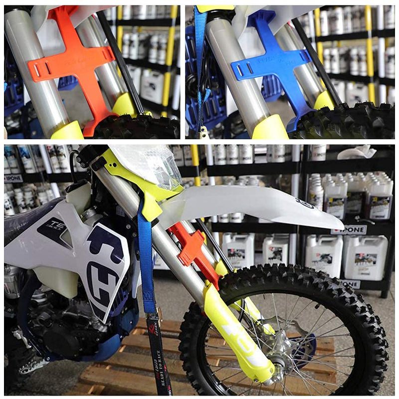Universal Motorcycle Fork Guard Suspension Support Brace Transportation Tool Tie Down Seal Saver Protection Plastic For Dirt Bike Motocross Accessories Orange