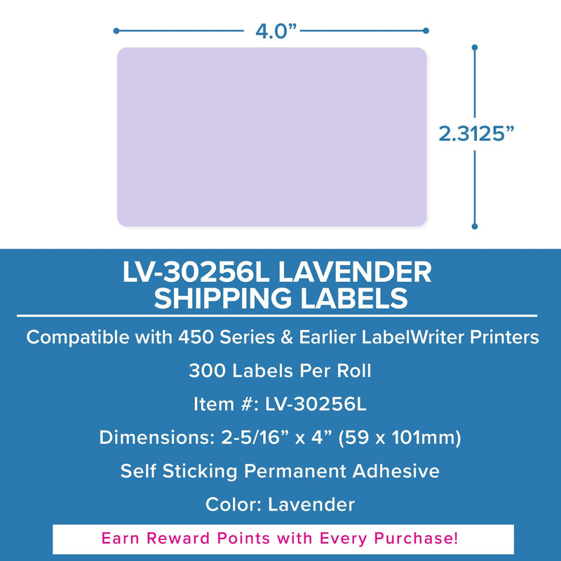 Dymo LV-30256 Lavender Compatible Shipping Labels