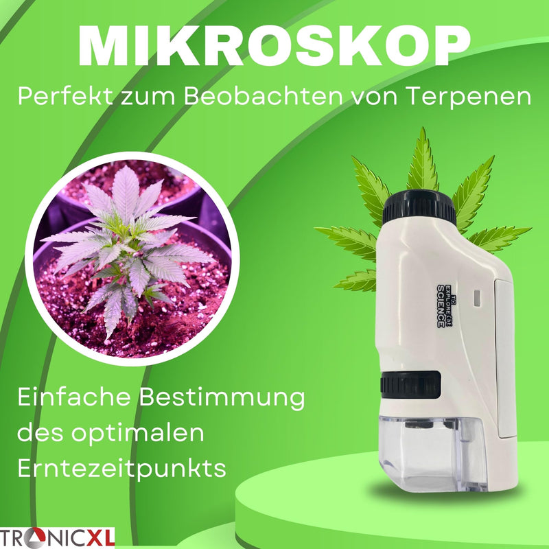 TronicXL Grow Pocket Microscope 60x - 120x Magnifying Glass Microscope for Trichome Harvesting Accessories for Growbox Grower Harvest Aid Testing Measuring Device Pests Mushrooms