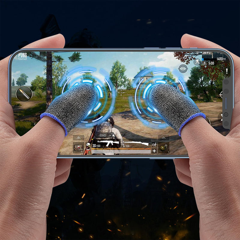 6 Pack Finger Sleeves for Gaming,Finger Sleeves Compatible with All Touchscreen Devices Smooth Feel Anti-Sweat Extremely Thin Blue Edge