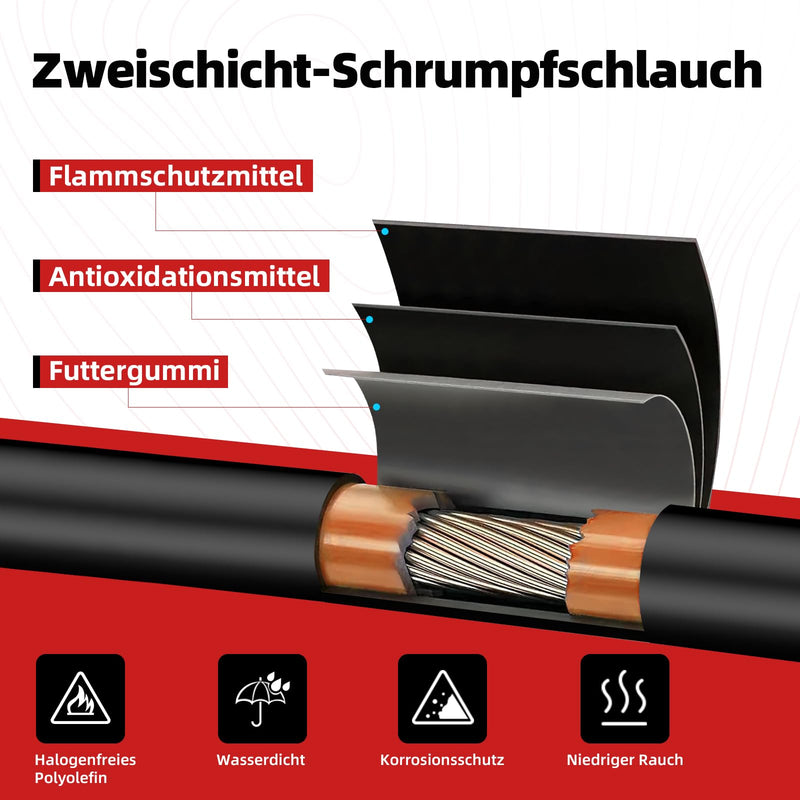 Heat Shrink Tube Set with Adhesive: 4:1 Waterproof Heat Shrink Tube, Insulation Tube Assortment for Electrical Insulation, Repairs (Diameter 8 mm & Diameter 12 mm Each 2 m, Diameter 16 mm & Diameter 20 mm Each 1 m)