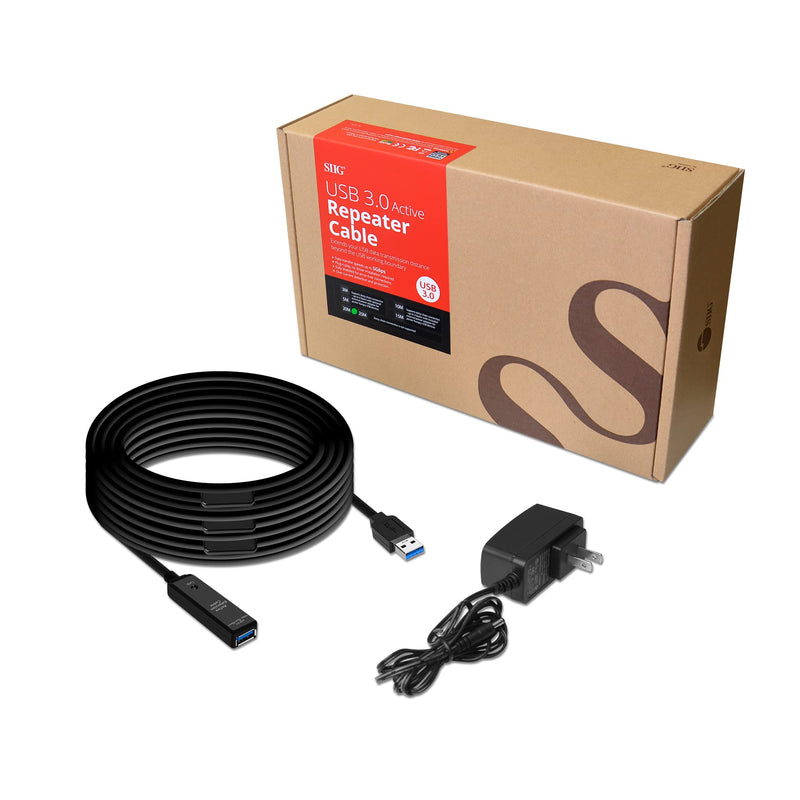 SIIG USB 3.0 Active Repeater Cable 33 Feet, USB Extension Cable for USB Flash Drive, Hard Drive, VR, Printer, Camera (JU-CB0611-S1) 10 Meters