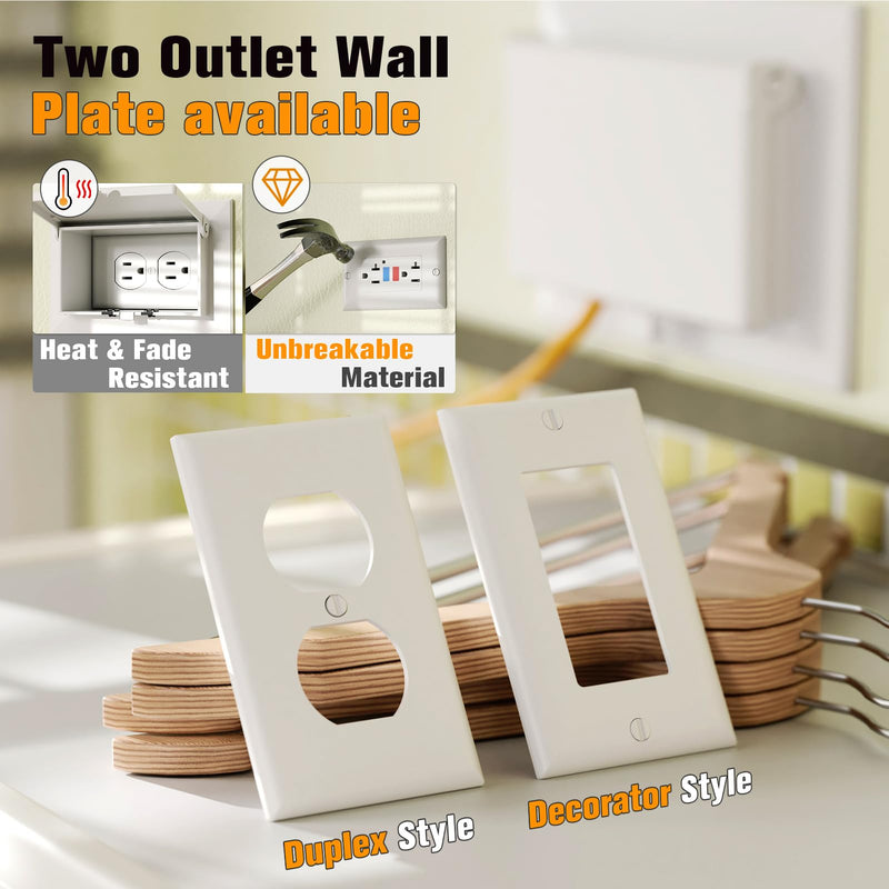 Recessed Outlet Box, DBHS1W-1 Low Profile Electrical Outlet Boxes, Wall Plate Kit for New Vinyl Siding, Enclosed Weatherproof Pack with Duplex & Decorator Style Covers, 1-Gang, Horizontal, White White, Horizontal