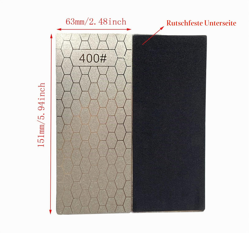 Set of 4 Diamond Sharpening Stones, 400/600/1000/1200 Diamond Plate, Honing Stone Ideal for Chisels, Planer Knives, Outdoor and Kitchen Appliances Grit 400 + 600 + 1000 + 1200