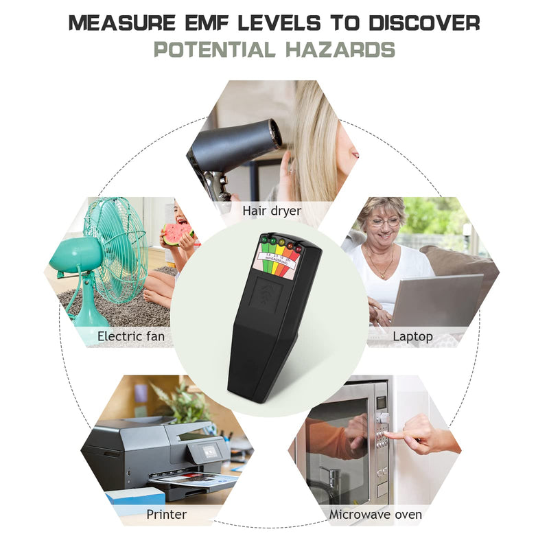 color tree Handheld LED EMF Meter Magnetic Field Ghost Hunting Detector Electromagnetic Paranormal Devices Tester 50Hz-20,000Hz Black
