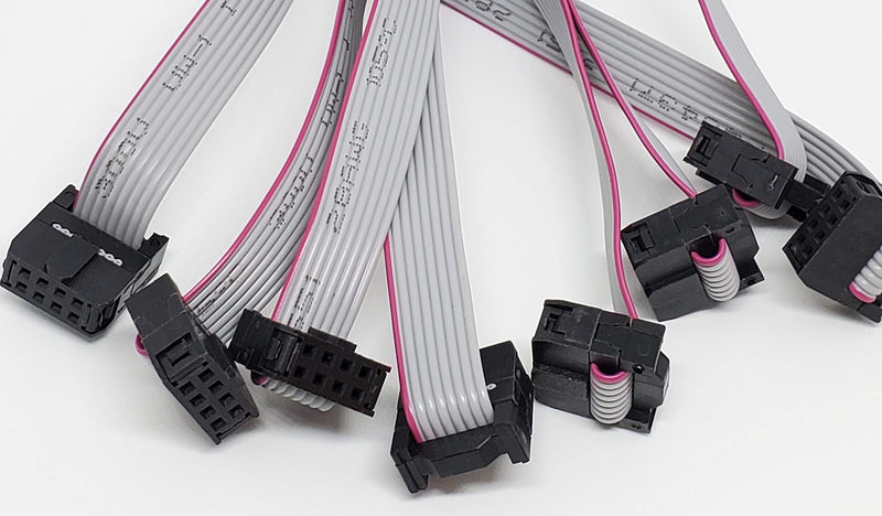 Pc Accessories 8 Inces 20cm Length 2x4 8P IDC 4-Pack Silver Flat Ribbon Cable with Black 2.54mm FC Dual Row Female to Female Connectors (8P-20cm-4PK)