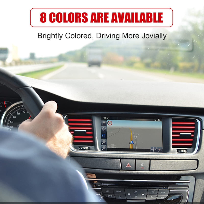 20 Pieces Universal Car Air Conditioner Vent Trim Decoration Strip Accessories, Waterproof Flexible Shiny Auto Car Vent Interior Accessories for All Air Vent Outlet (A-Red - 20 Pieces) A-Red - 20 Pieces