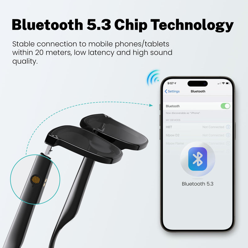 Smart Glasses for Men&Women, 5.3 Bluetooth Sunglasses with Open Ear Speaker, Voice Assistant Compatible, Blue Light Blocking Lens