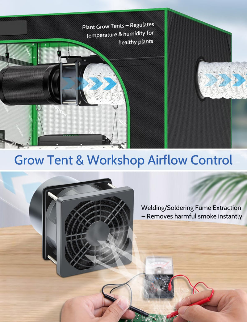 Wathai 80mm Small 12V DC Axial Exhaust Fan with AC Adapter, 3 Inch Duct Fan for Fume Extractor, Soldering Smoke, 3D Printer Enclosure, Laser Engraver Dual Ball High Airflow 80x38mm 2 duct