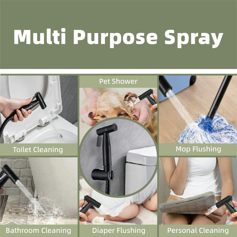 Handheld Bidet Sprayer for Toilet, Brass Leak Free T-Valve & Adjustable Jet Spray, Feminine Hygiene, Baby Diaper Sprayer with Superior Complete Accessories