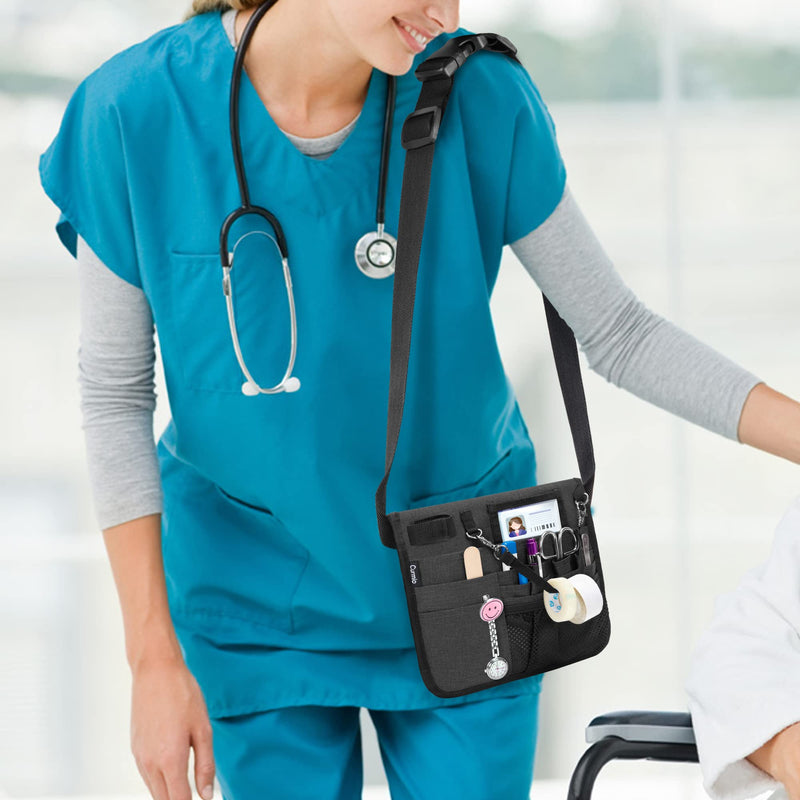 CURMIO Nurse Bag, Belt Bag for Nurse, Medical Bum Bag, Waist Bag with Adjustable Belt for Nursing Accessories, EMPTY BAG, Black